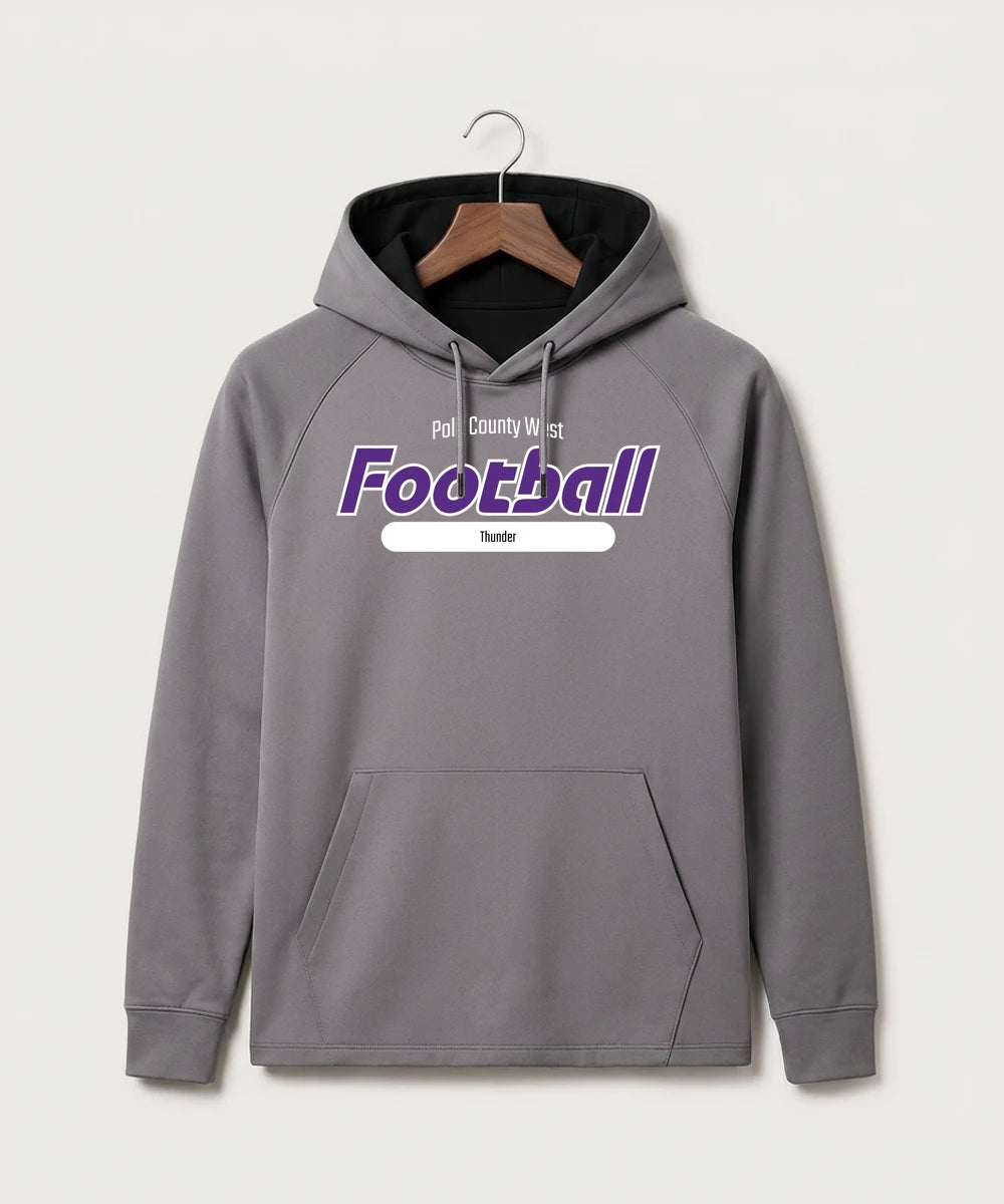 Polk County West Football (Boys) - Gray Hoodie - Full Front