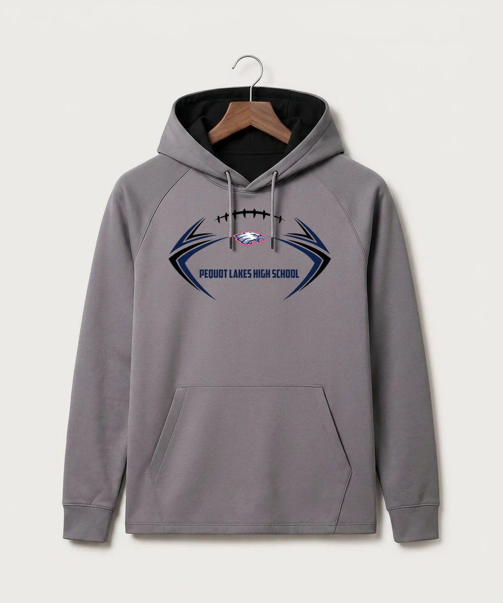 Pequot Lakes High School Football (Boys) - Gray Hoodie - Full Front
