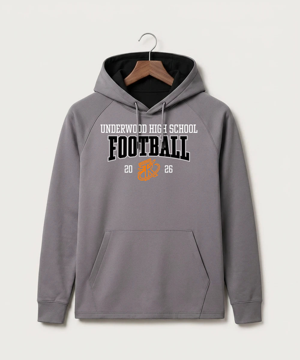 Underwood High School Football (Boys) - Gray Hoodie - Full Front