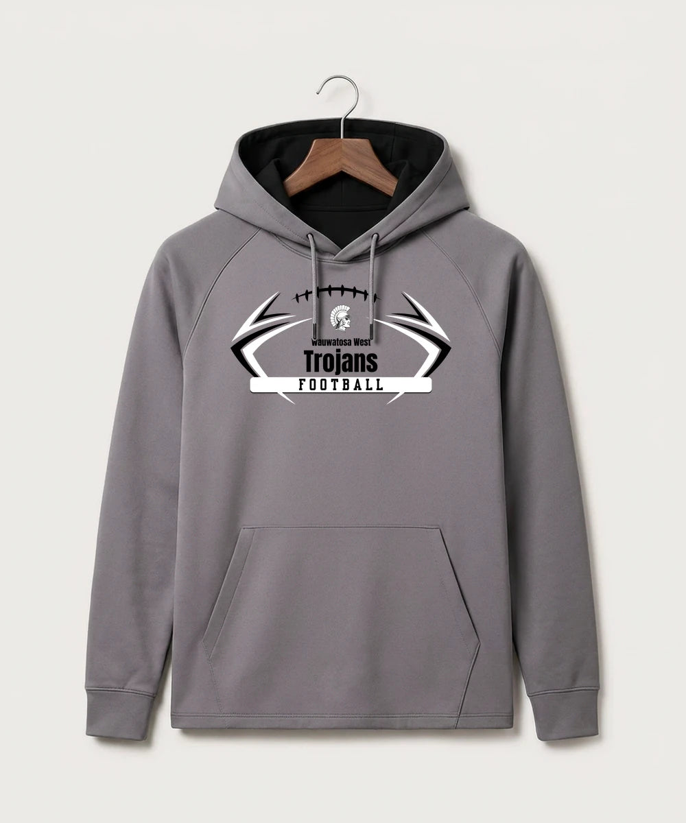 Wauwatosa West Football - Gray Hoodie - Full Front