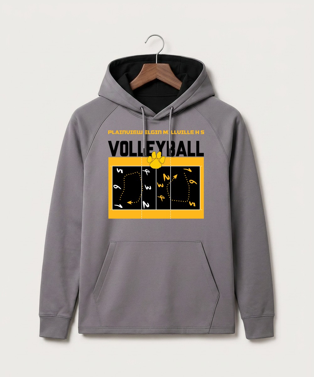 Plainview Elgin Millville H S Volleyball (Girls) - Gray Hoodie - Full Front