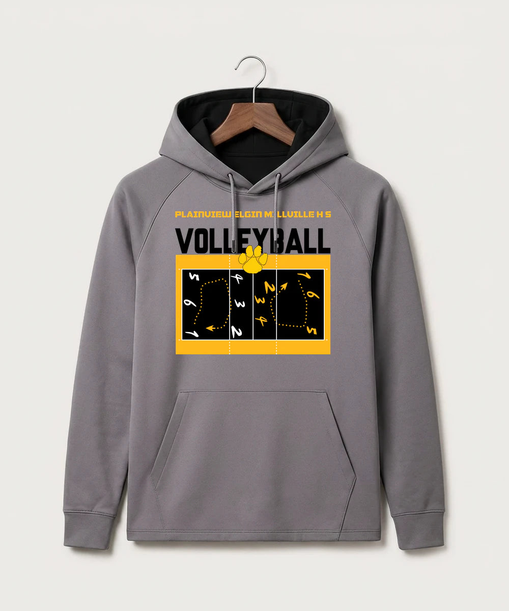 Plainview Elgin Millville H S Volleyball (Girls) - Gray Hoodie - Full Front