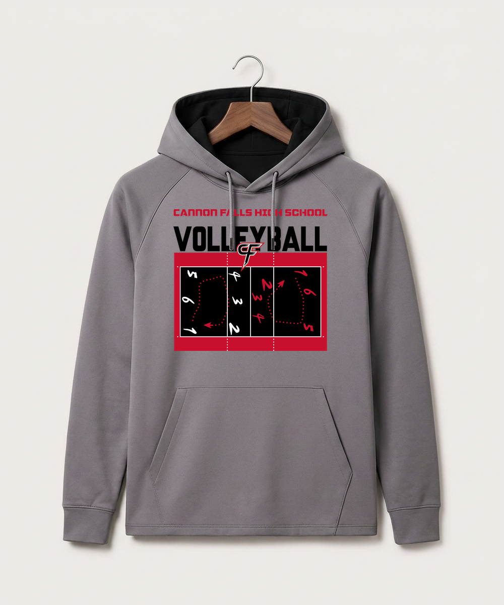 Cannon Falls High School Volleyball (Girls) - Gray Hoodie - Full Front