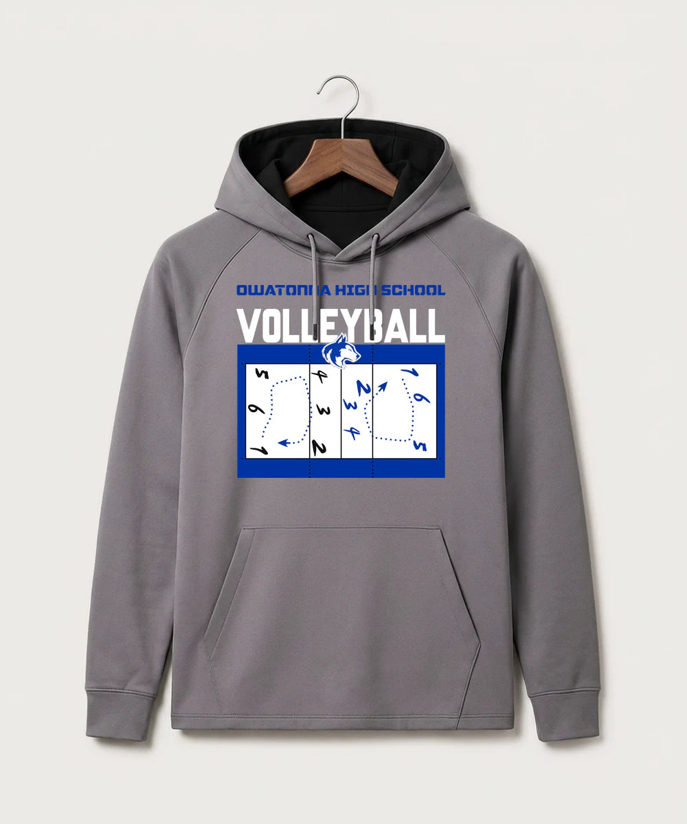 Owatonna High School Volleyball (Girls) - Gray Hoodie - Full Front