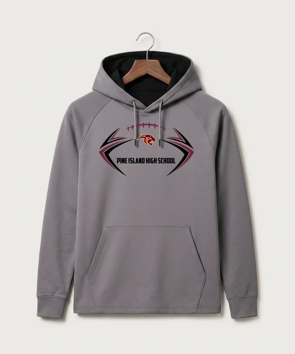 Pine Island High School Football (Boys) - Gray Hoodie - Full Front