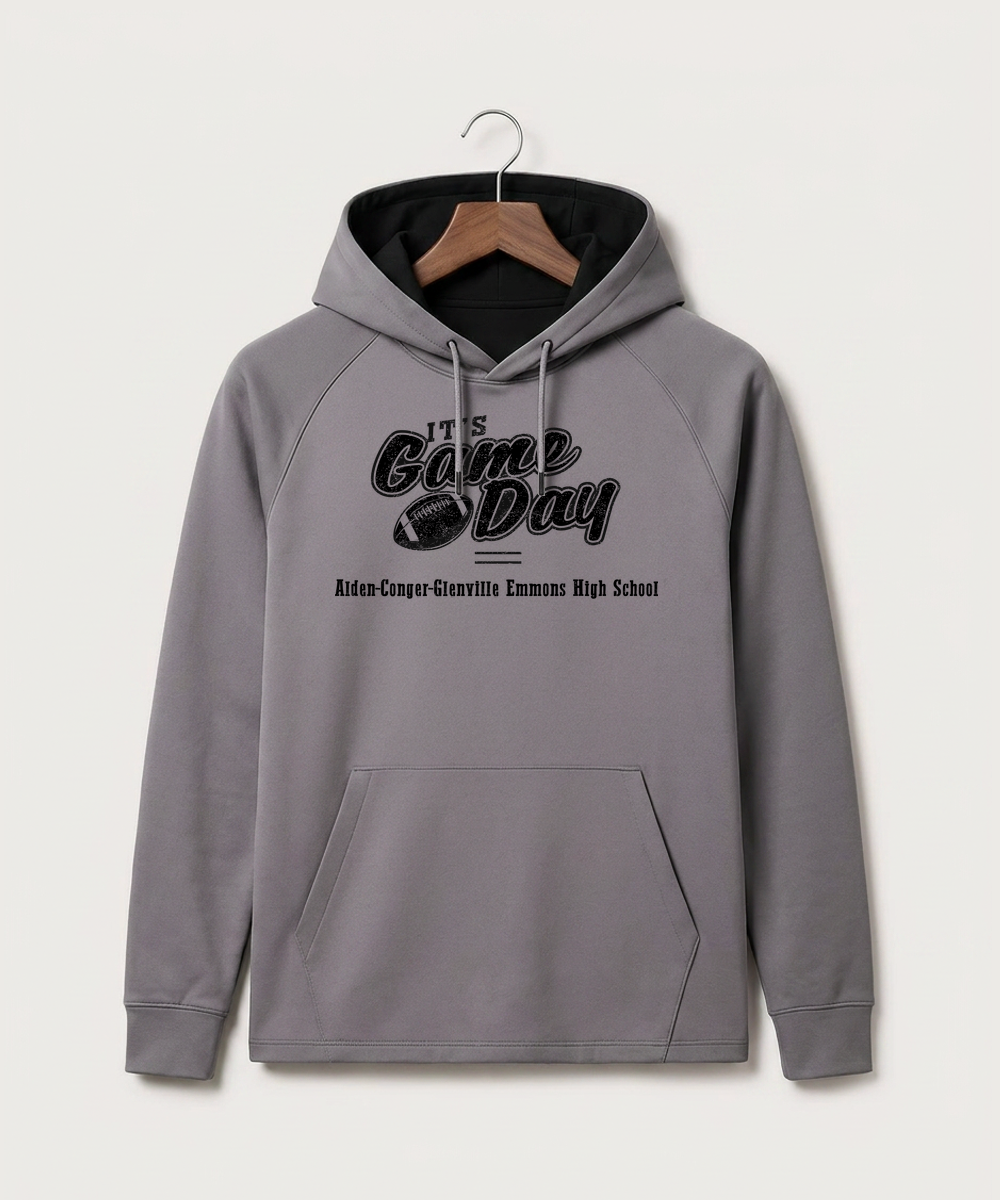 Alden-Conger-Glenville Emmons High School Football (Boys) - Gray Hoodie - Full Front