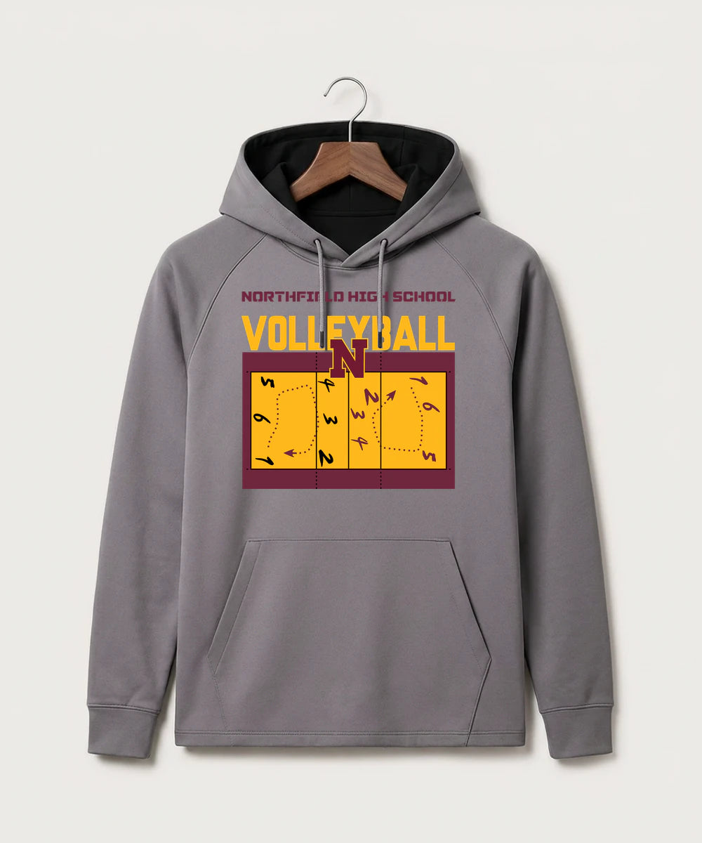Northfield High School Volleyball (Girls) - Gray Hoodie - Full Front
