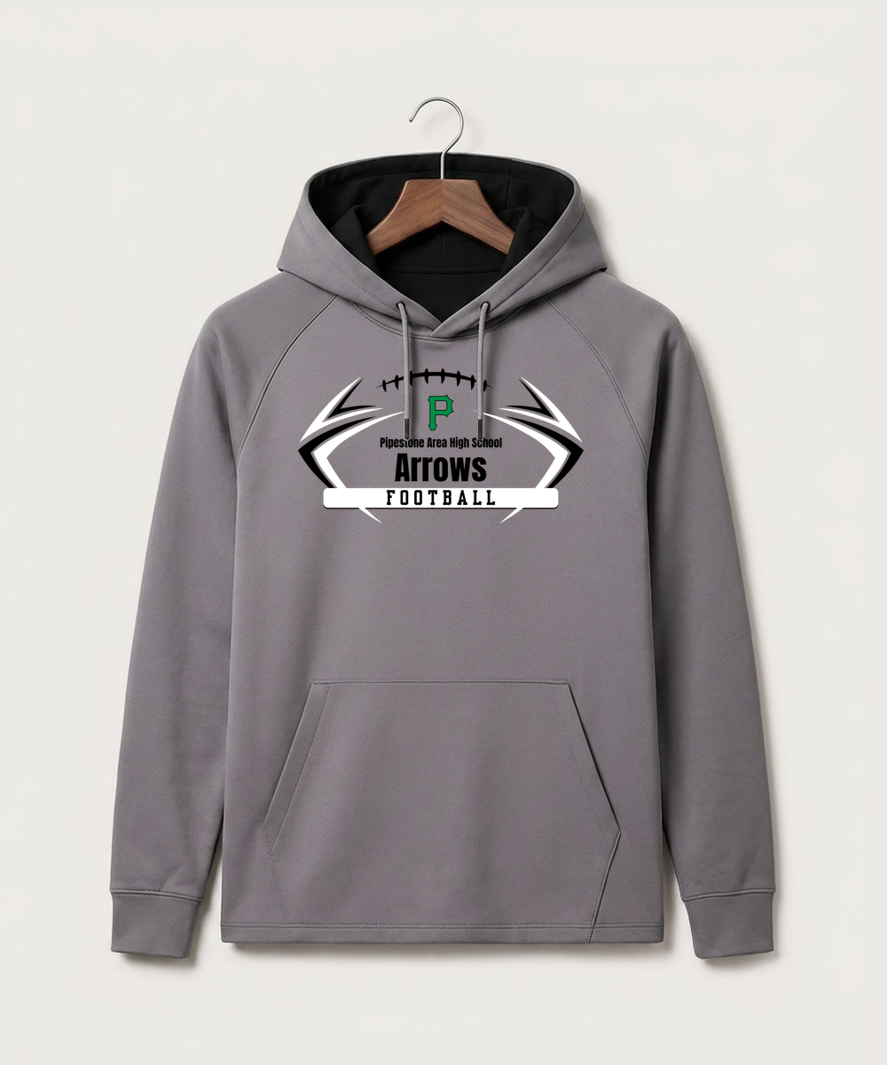 Pipestone Area High School Football (Boys) - Gray Hoodie - Full Front