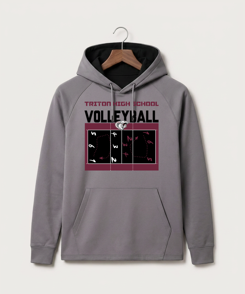 Triton High School Volleyball (Girls) - Gray Hoodie - Full Front