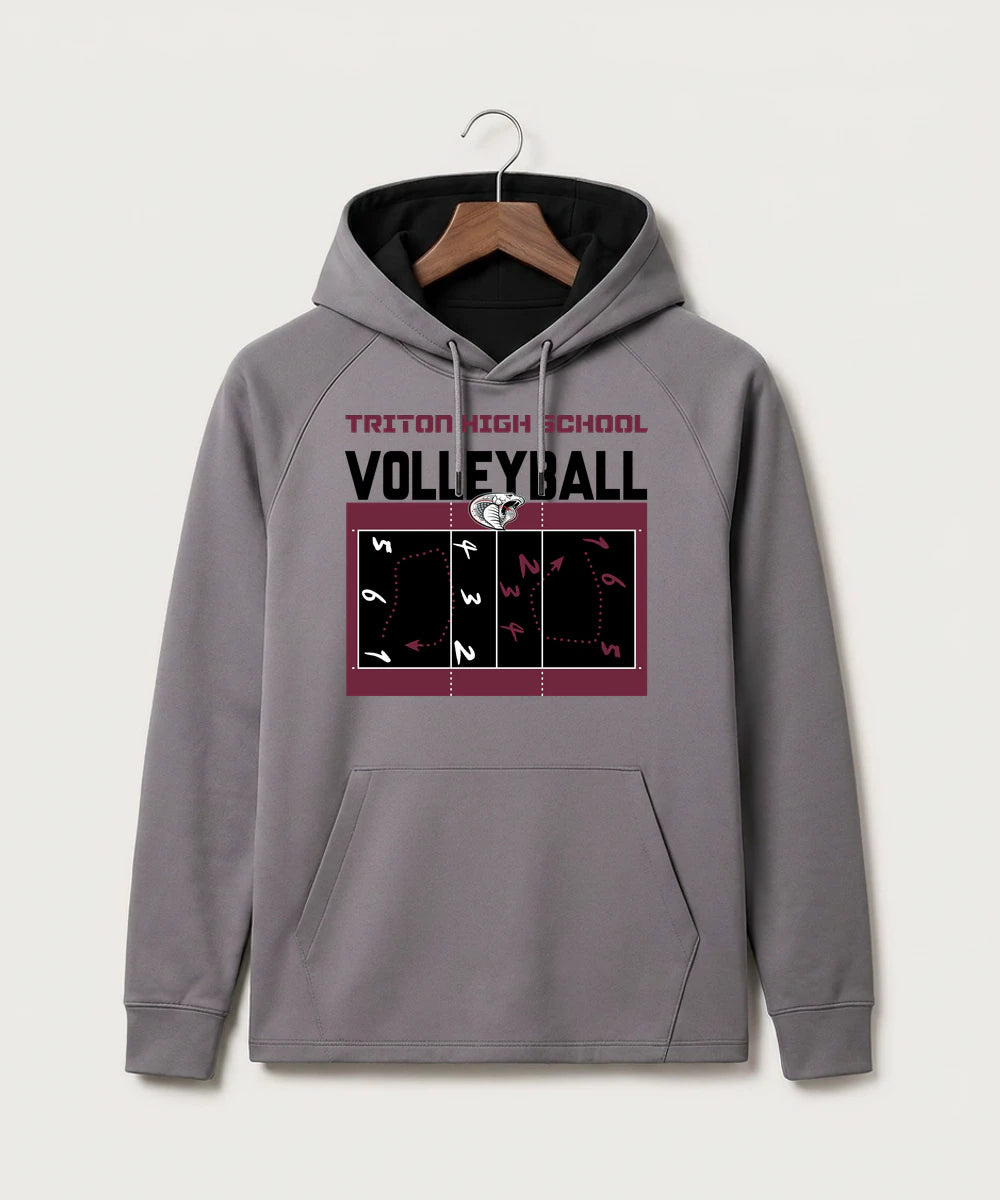 Triton High School Volleyball (Girls) - Gray Hoodie - Full Front