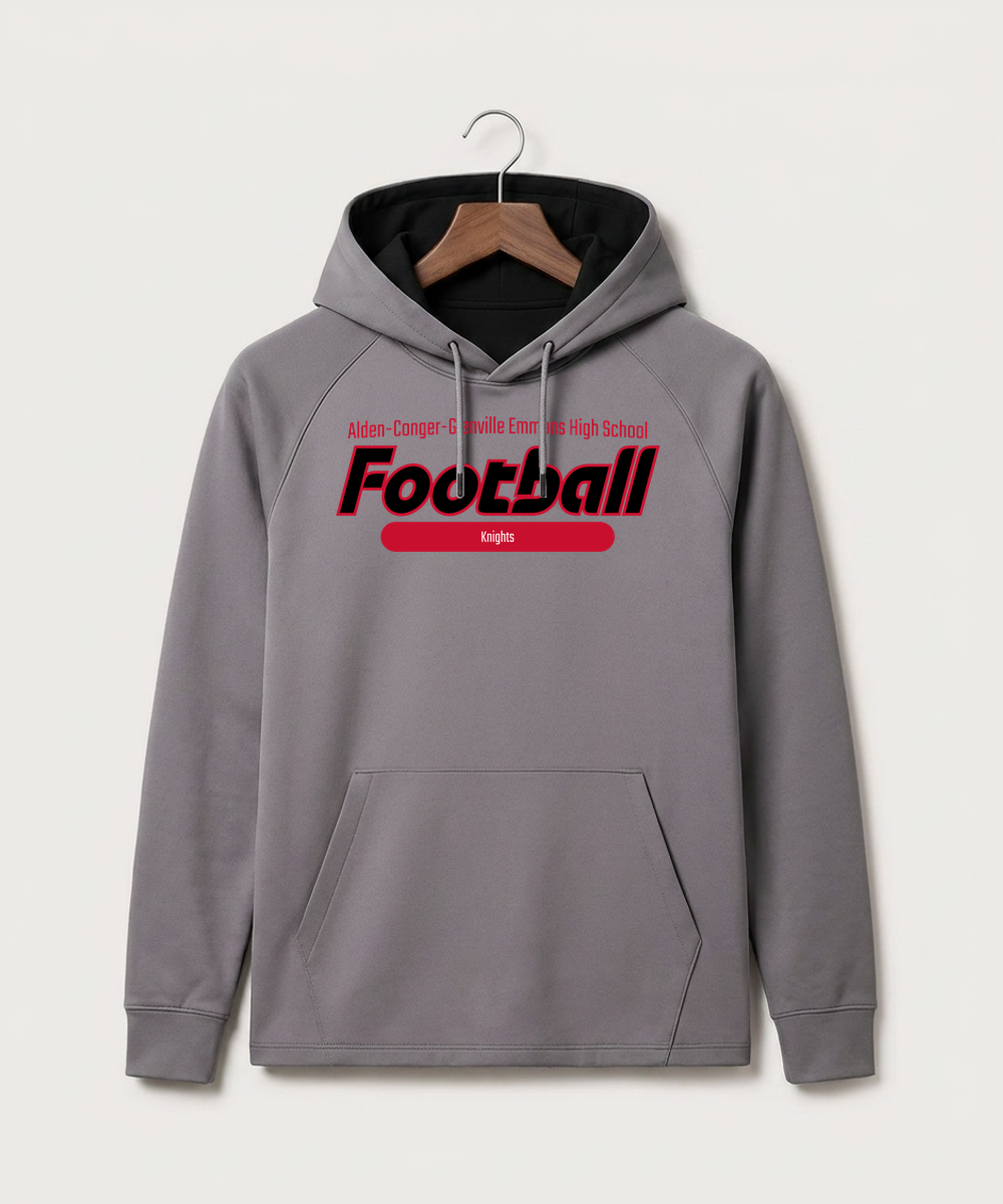 Alden-Conger-Glenville Emmons High School Football (Boys) - Gray Hoodie - Full Front