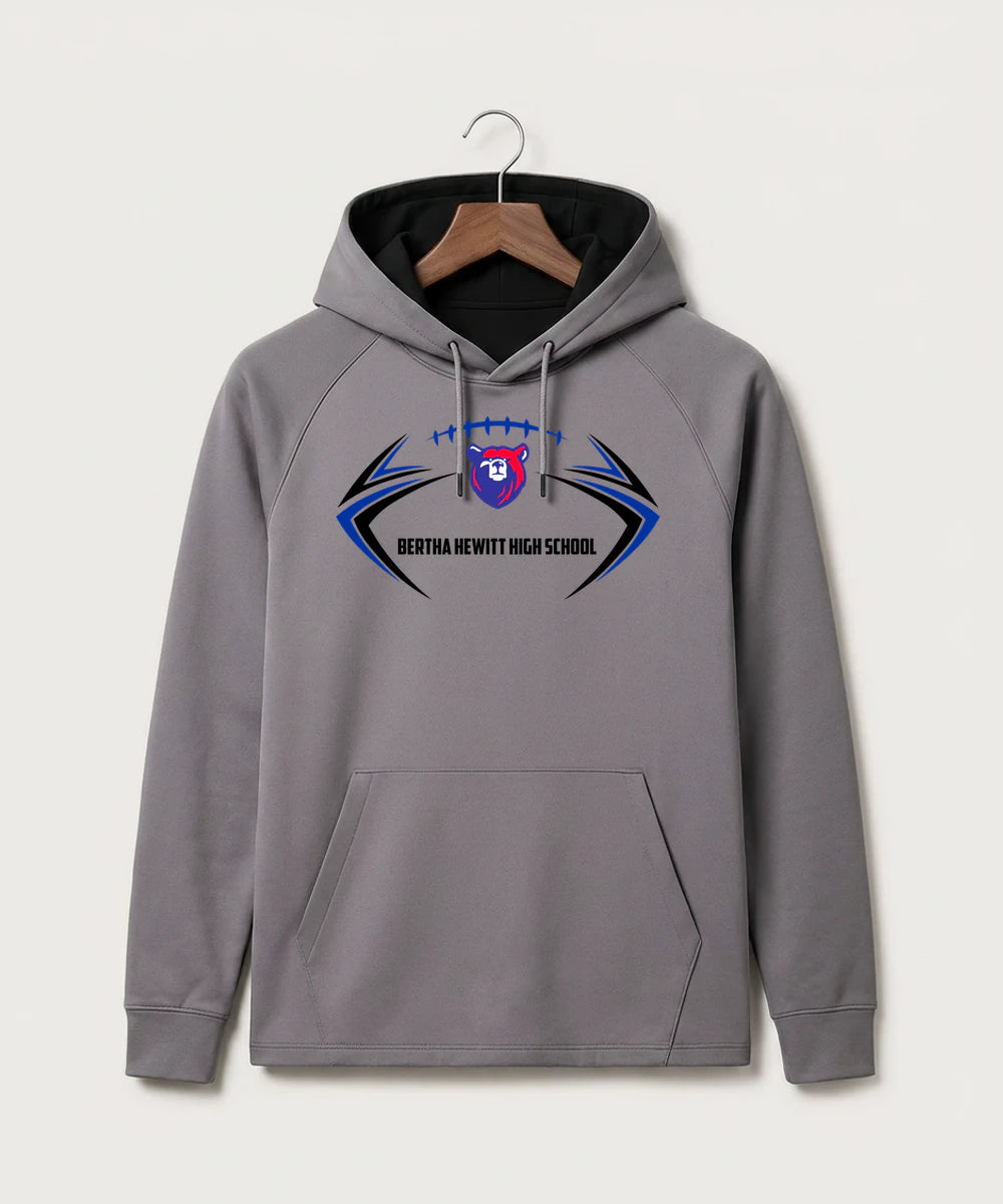Bertha Hewitt High School Football (Boys) - Gray Hoodie - Full Front