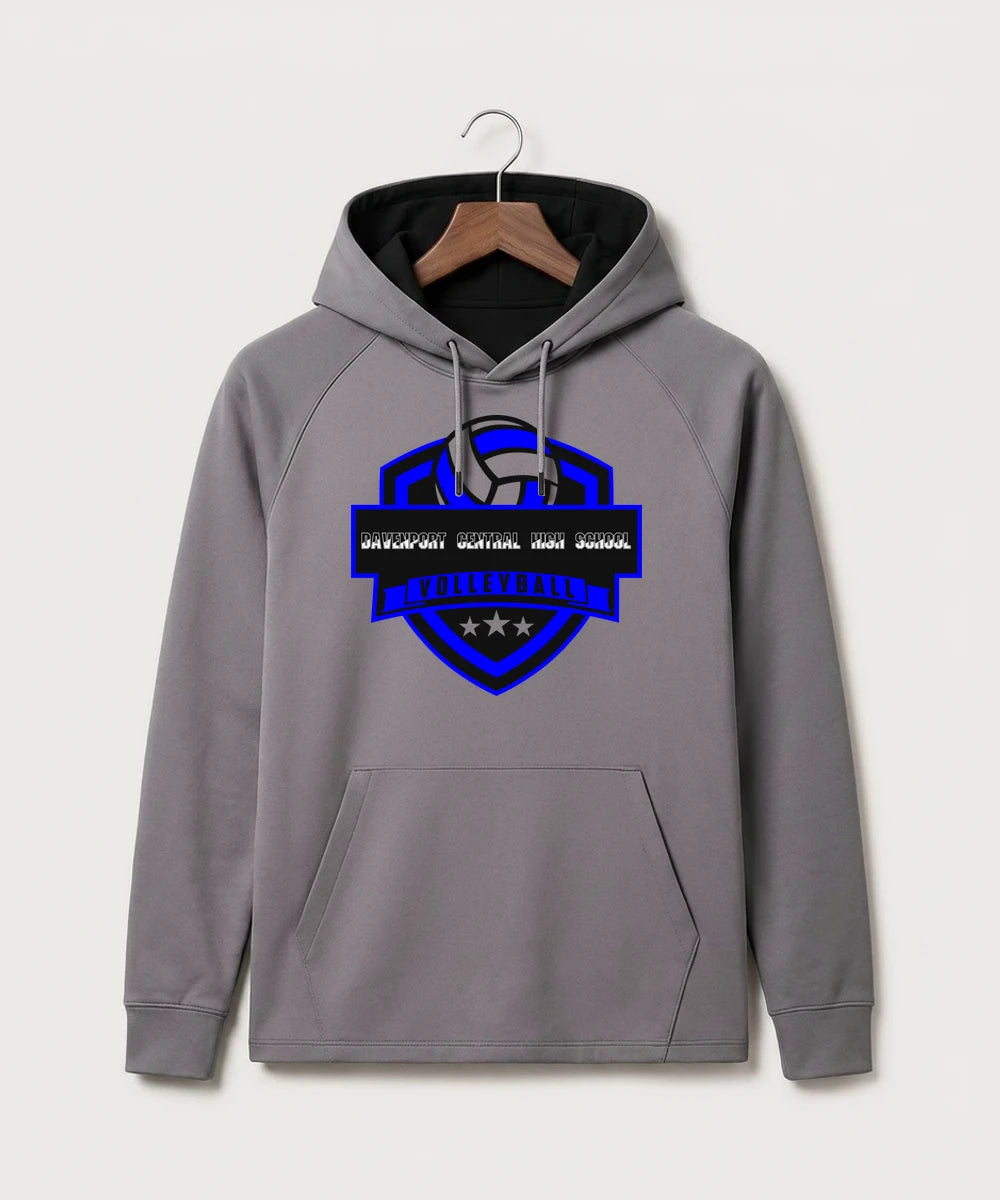 Davenport Central High School Volleyball (Girls) - Gray Hoodie - Full Front