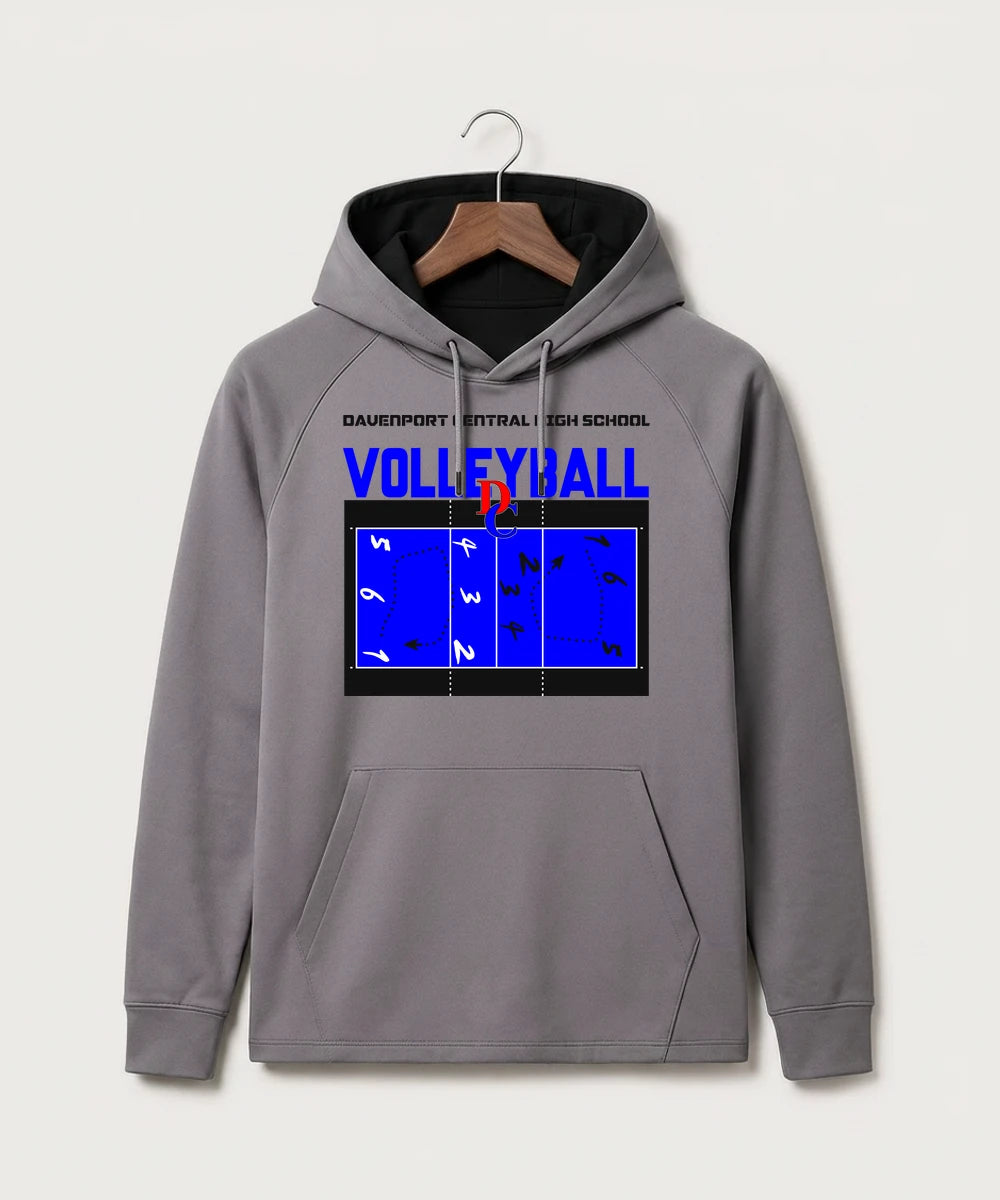 Davenport Central High School Volleyball (Girls) - Gray Hoodie - Full Front