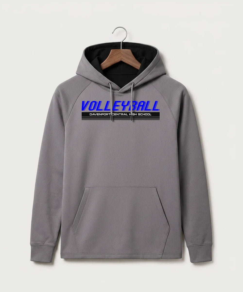 Davenport Central High School Volleyball (Girls) - Gray Hoodie - Full Front