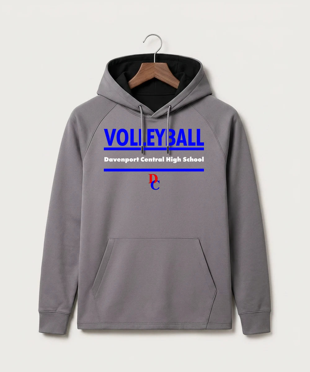 Davenport Central High School Volleyball (Girls) - Gray Hoodie - Full Front