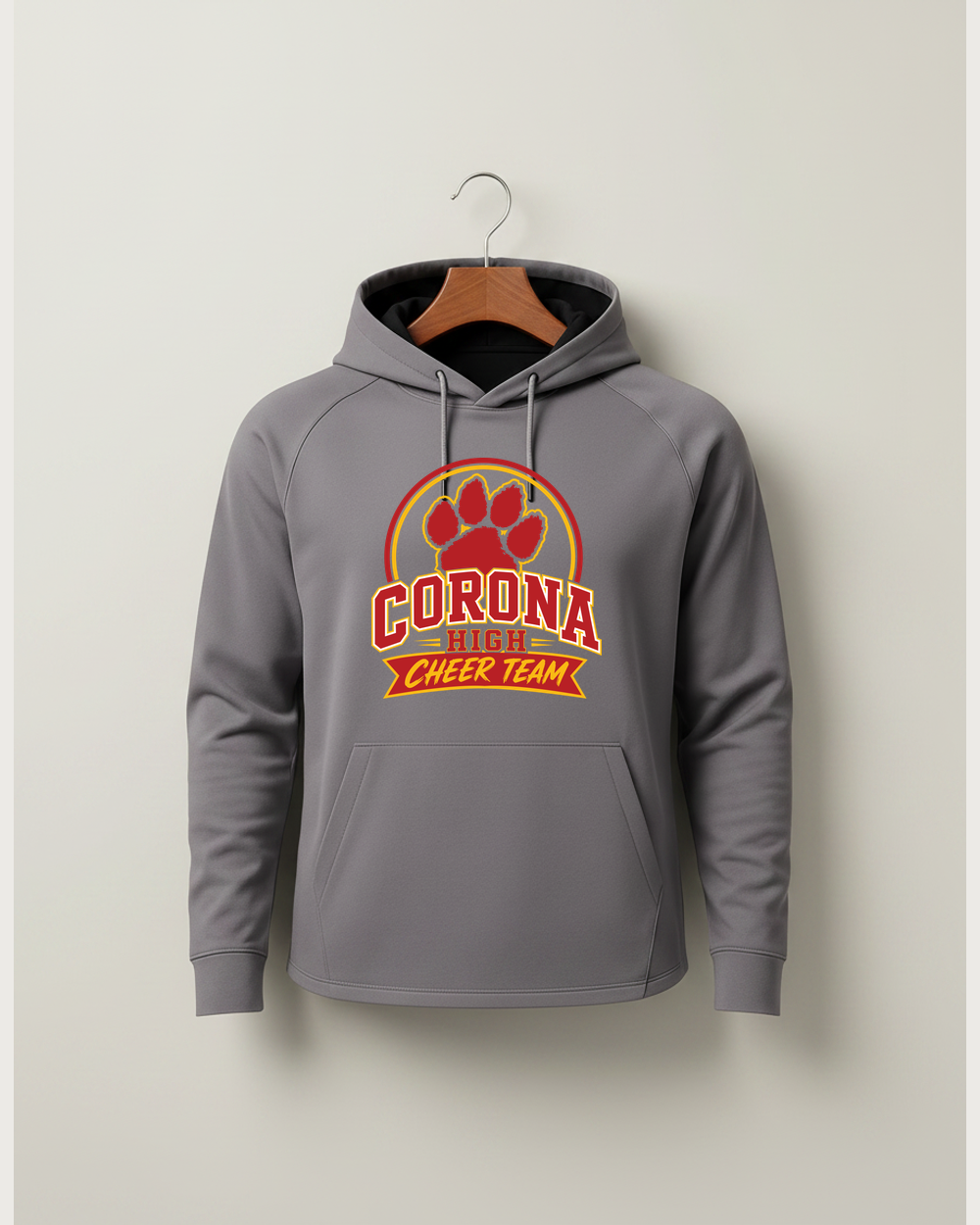 Corona Senior High School Cheer - Gray Hoodie - Full Front