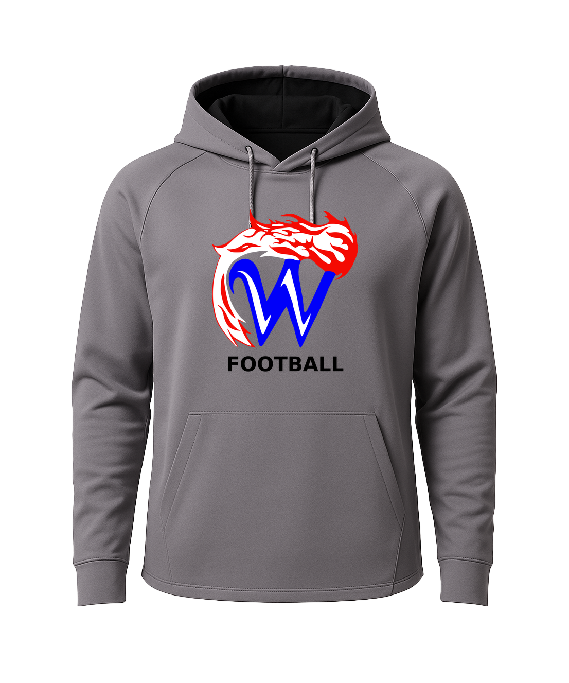 Waupaca High School Football - Gray Hoodie - Full Front