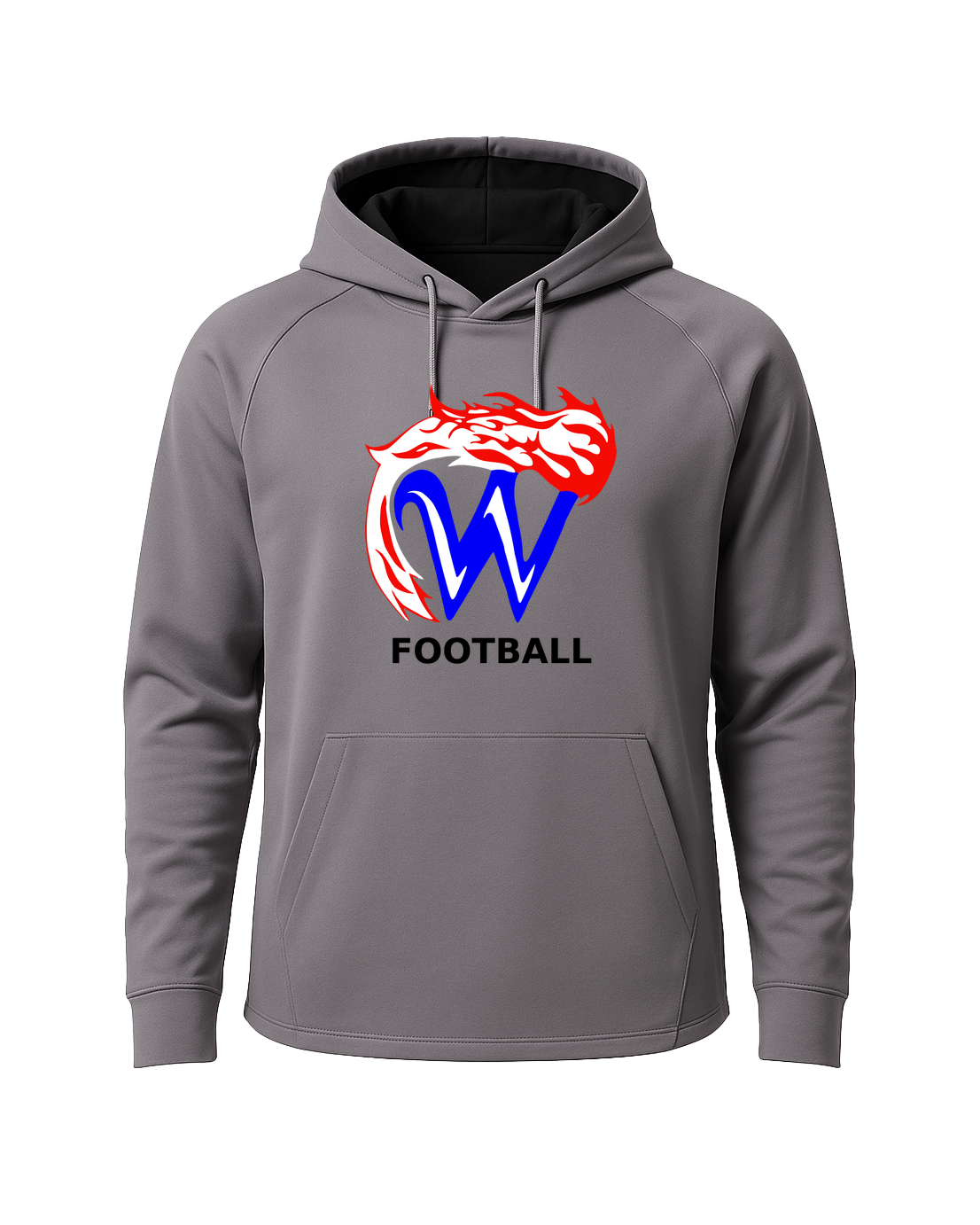 Waupaca High School Football - Gray Hoodie - Full Front