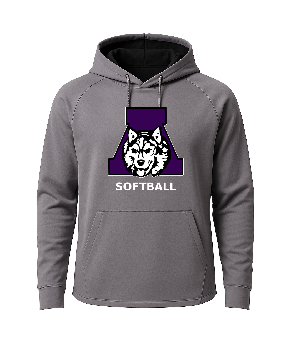 Albany Softball - Gray Hoodie - Full Front
