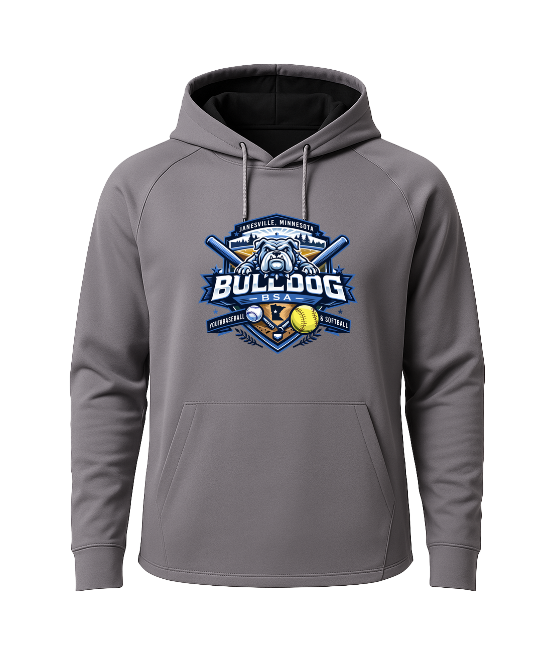 JWP Youth Baseball/Softball - Gray Hoodie - Full Front