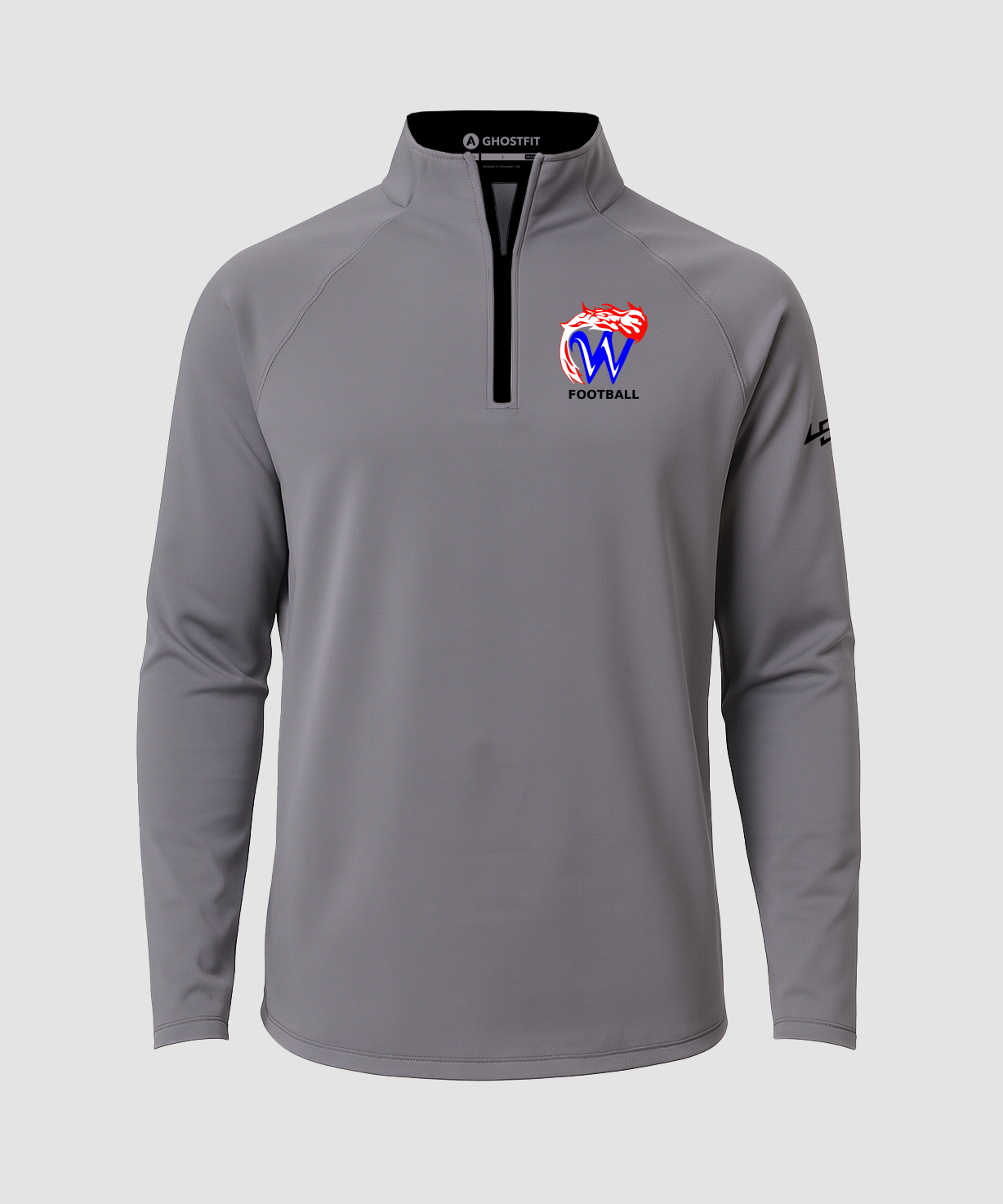 Waupaca High School Football - Gray Quarter Zip - Left Chest
