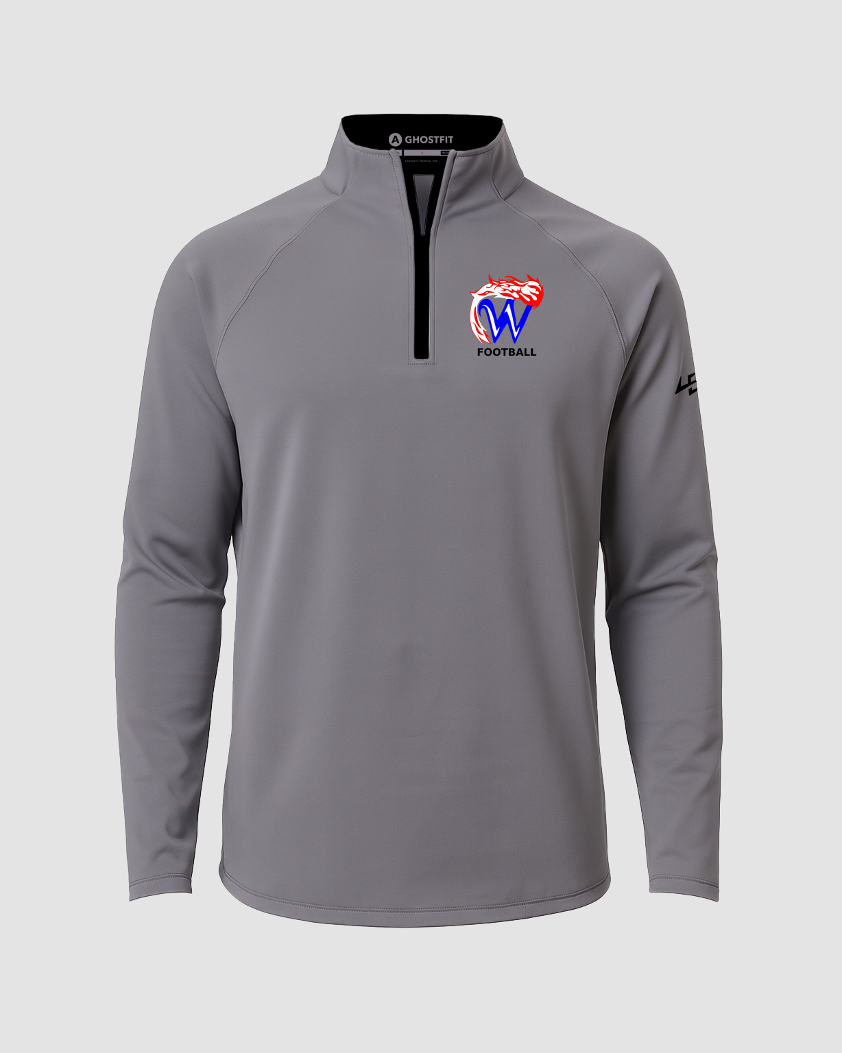 Waupaca High School Football - Gray Quarter Zip - Left Chest