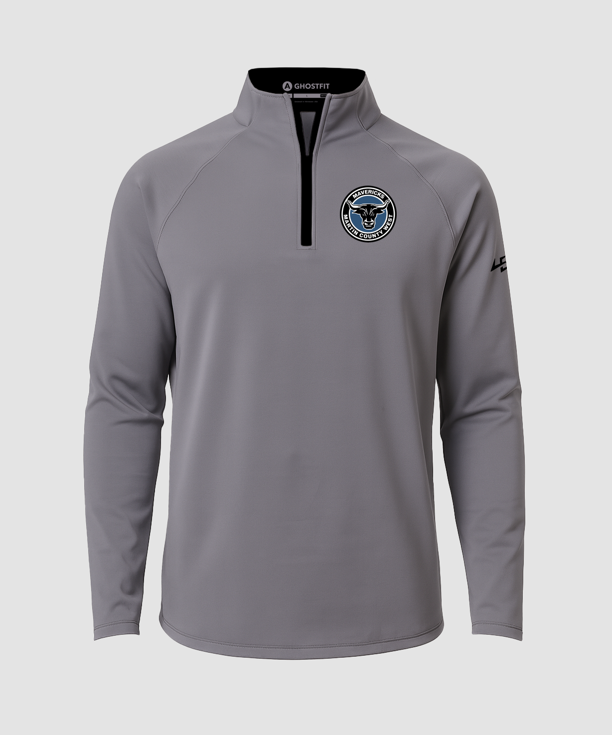 Martin County West Football - Gray Quarter Zip - Left Chest