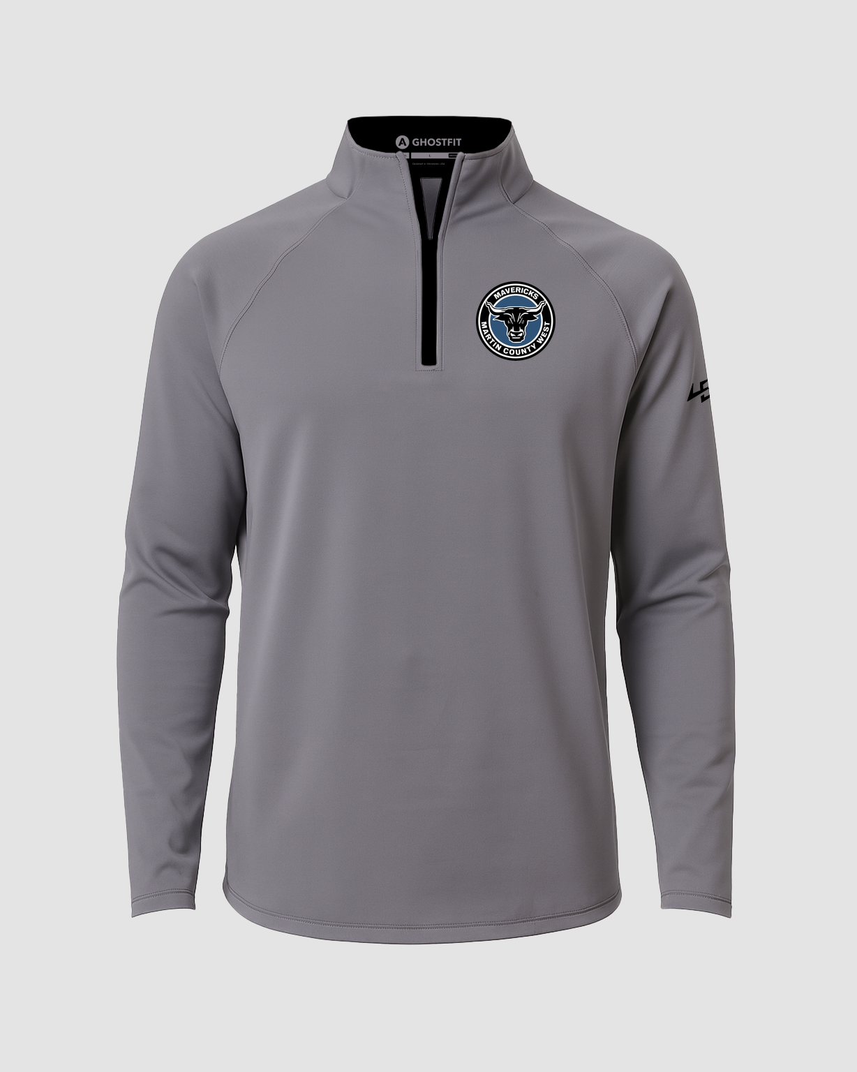 Martin County West Football - Gray Quarter Zip - Left Chest
