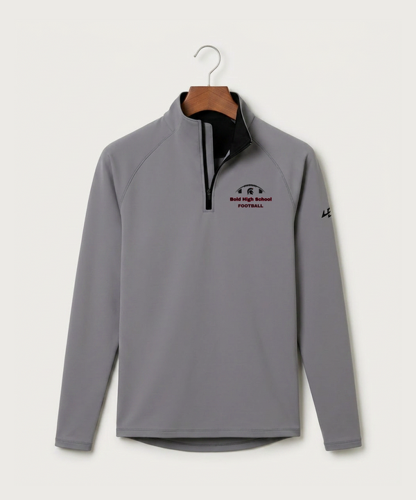 Bold High School Football (Boys) - Gray Quarter Zip - Left Chest