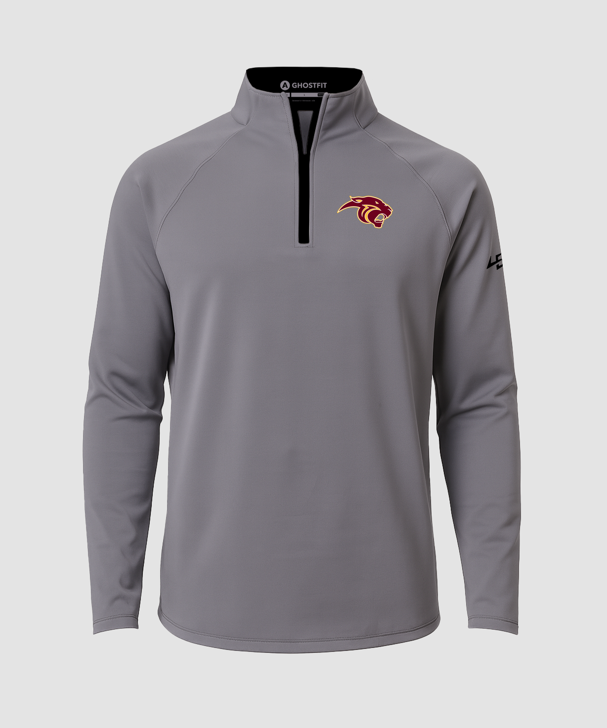 Pine Island Football - Gray Quarter Zip - Left Chest