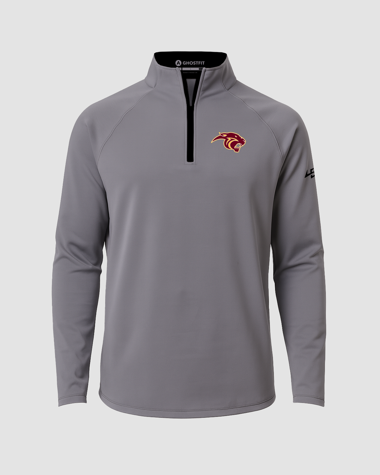 Pine Island Football - Gray Quarter Zip - Left Chest