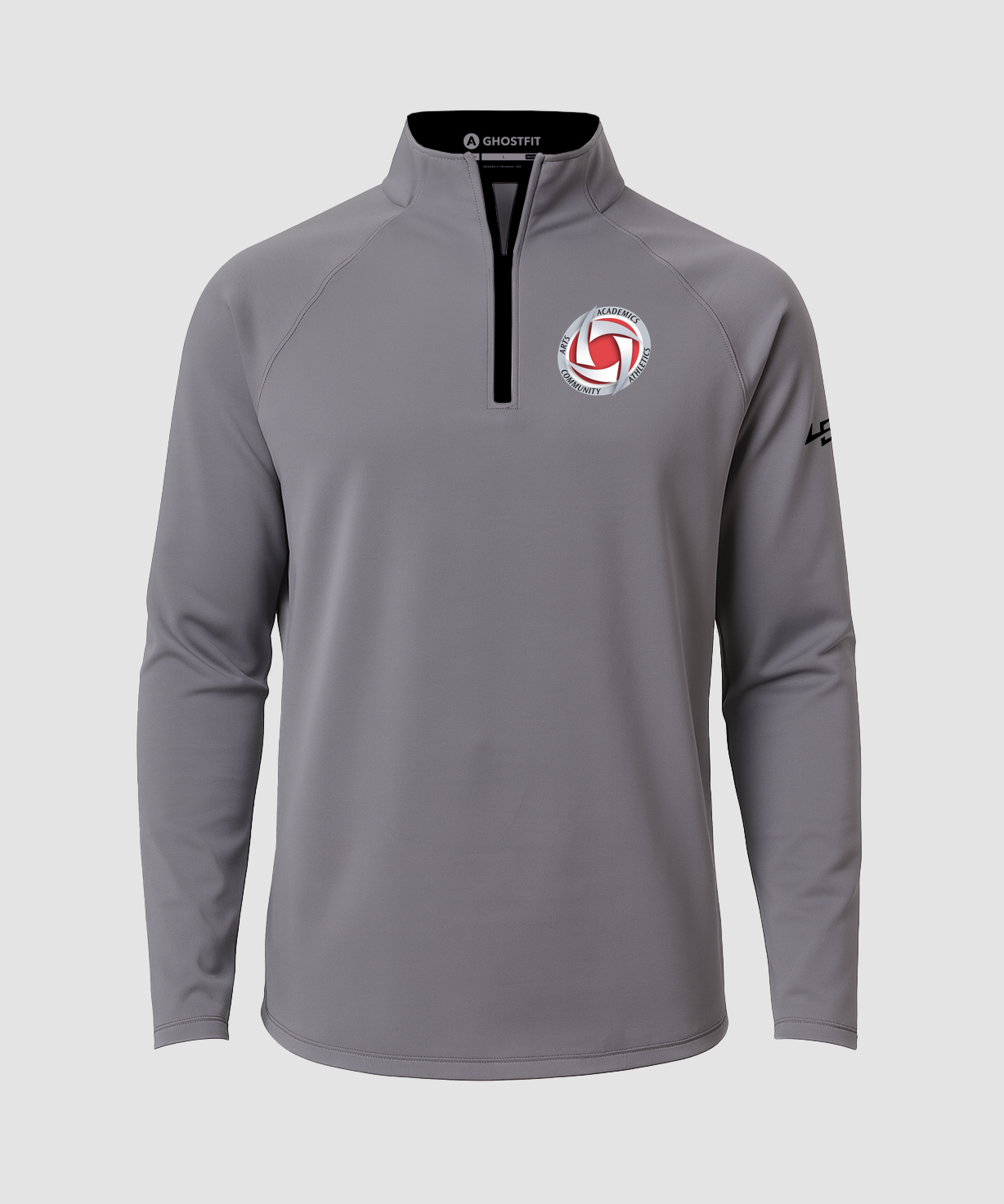Houston Volleyball - Gray Quarter Zip - Left Chest