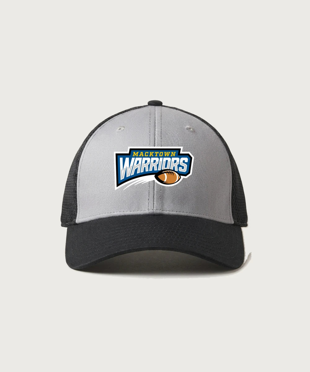 Macktown Warriors Football (Boys) - Grey/ Black New Era - Stretch Mesh Cap. NE1020