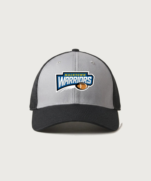 Macktown Warriors Football (Boys) - Grey/ Black New Era - Stretch Mesh Cap. NE1020