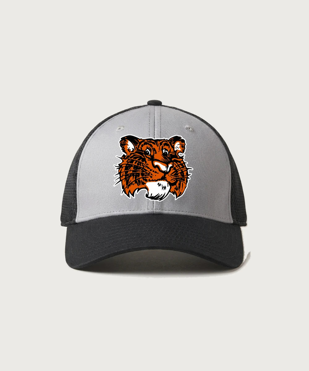 Browerville Public High School Athletics Coed - Grey/ Black New Era - Stretch Mesh Cap. NE1020