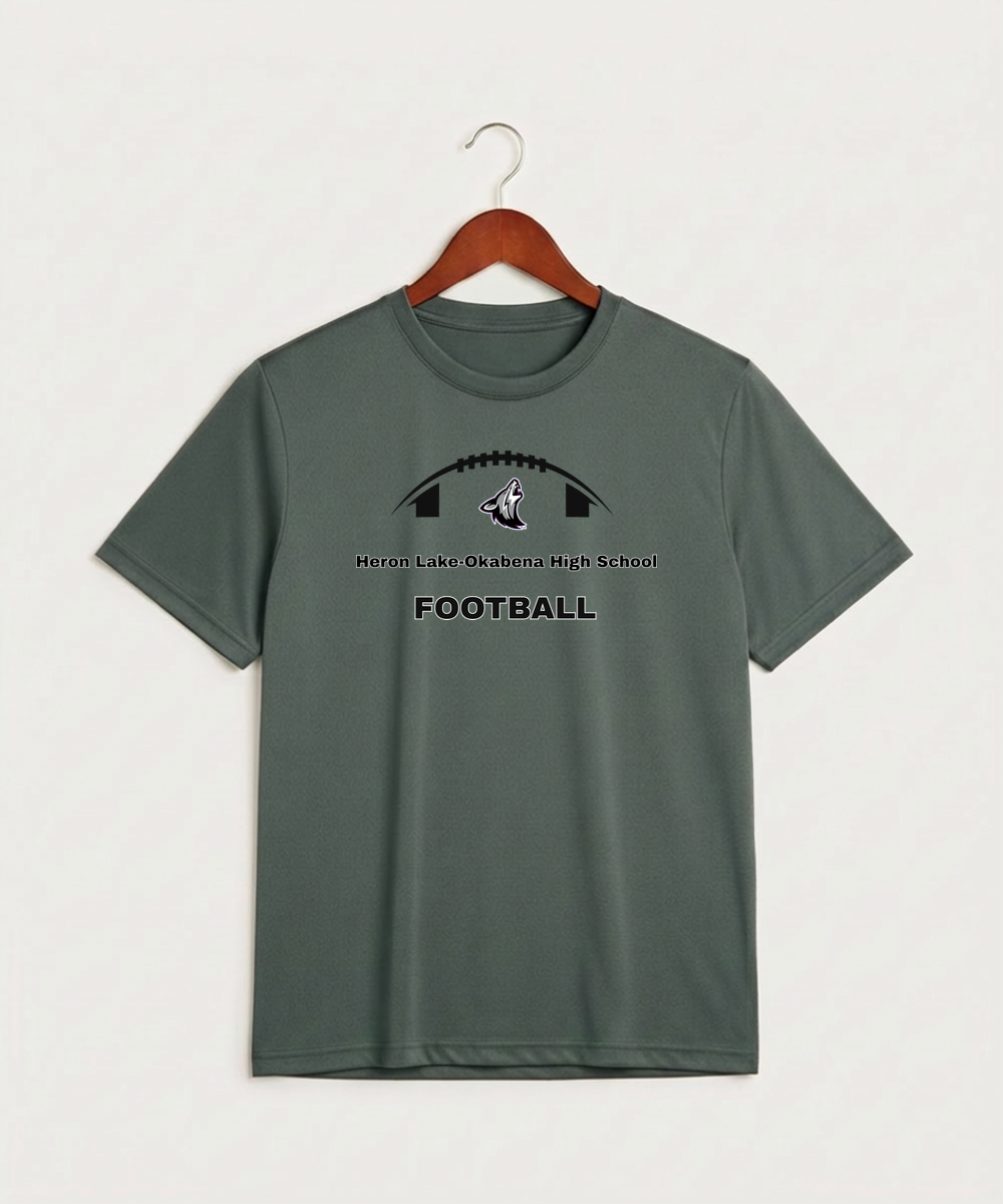 Heron Lake-Okabena High School Football (Boys) - Grey Concrete Heather Sport-Tek PosiCharge Competitor Tee. ST350
