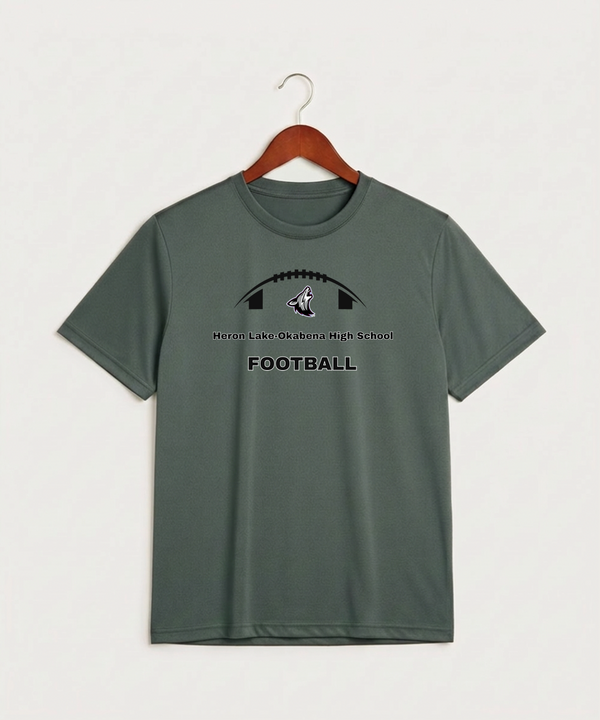 Heron Lake-Okabena High School Football (Boys) - Grey Concrete Heather Sport-Tek PosiCharge Competitor Tee. ST350