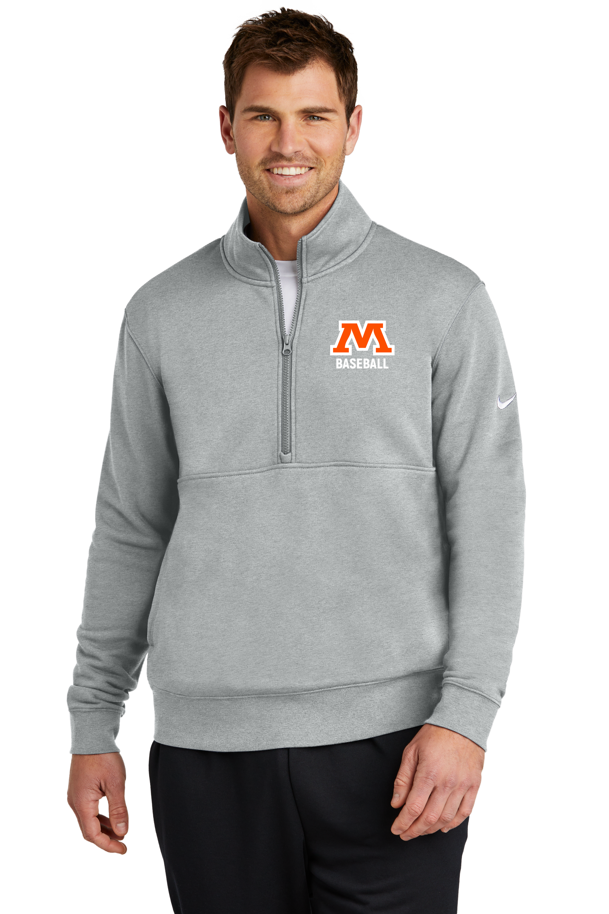 Moorhead Baseball - Grey 1/2 Zip - Left Chest
