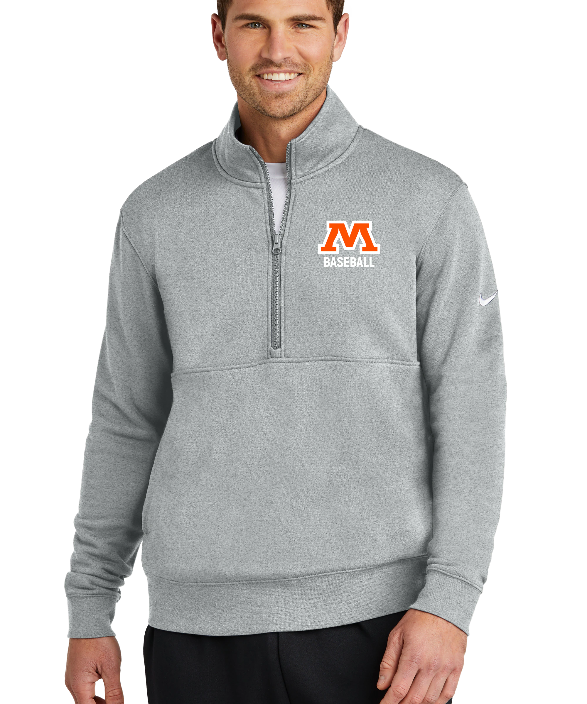 Moorhead Baseball - Grey 1/2 Zip - Left Chest