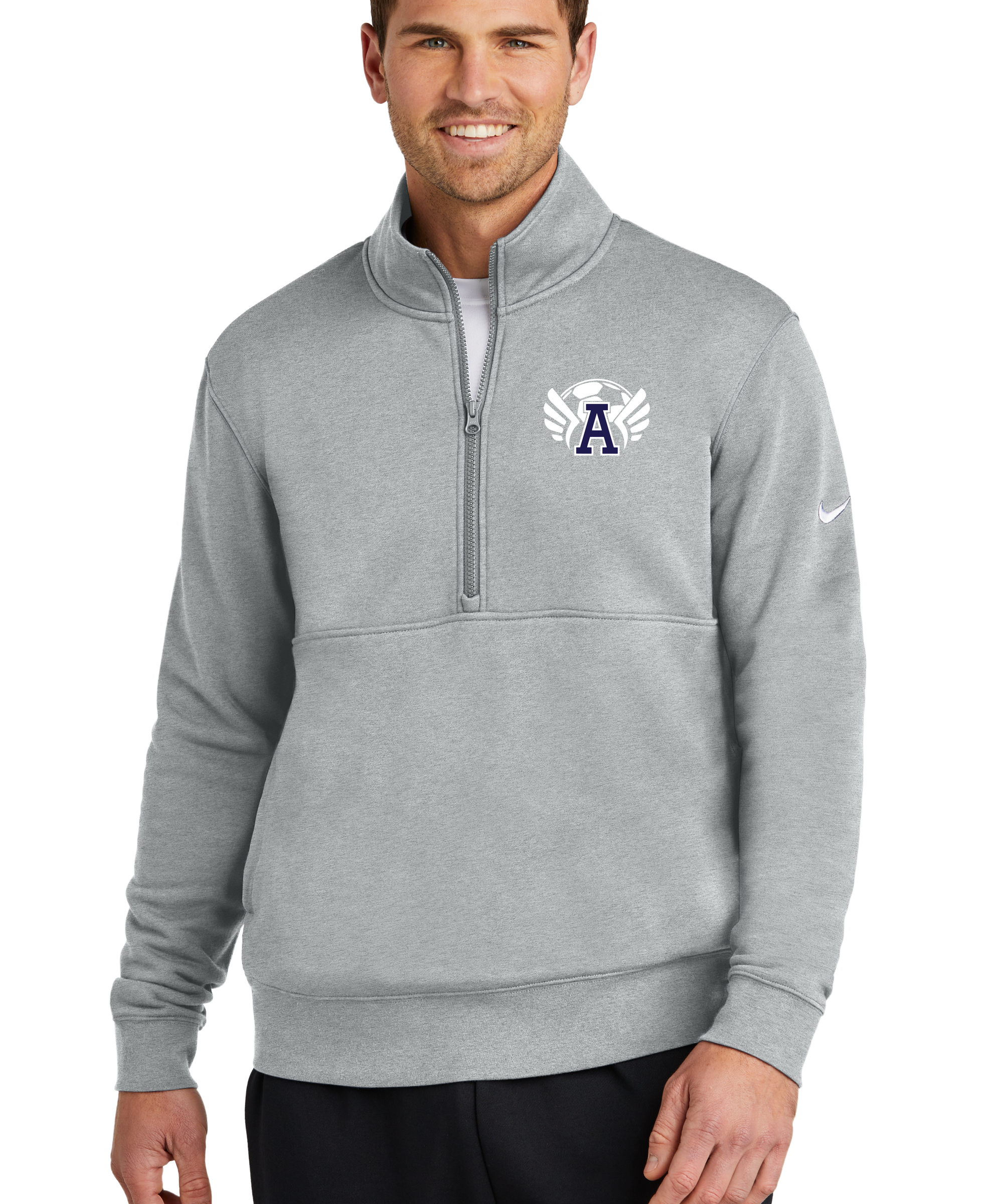 Abingdon Soccer - Grey 1/2 Zip - Left Chest