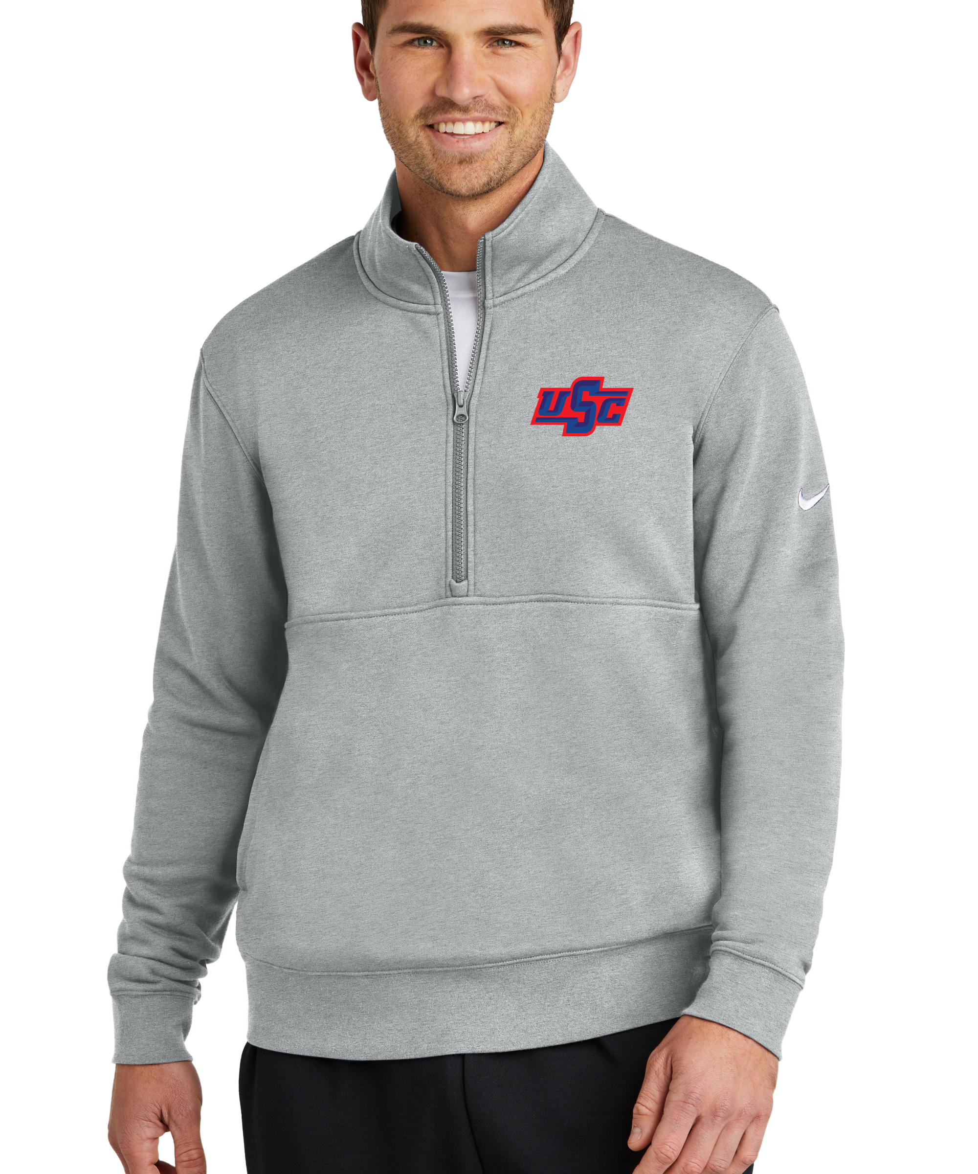 Wells Baseball & Softball - Grey 1/2 Zip - Left Chest