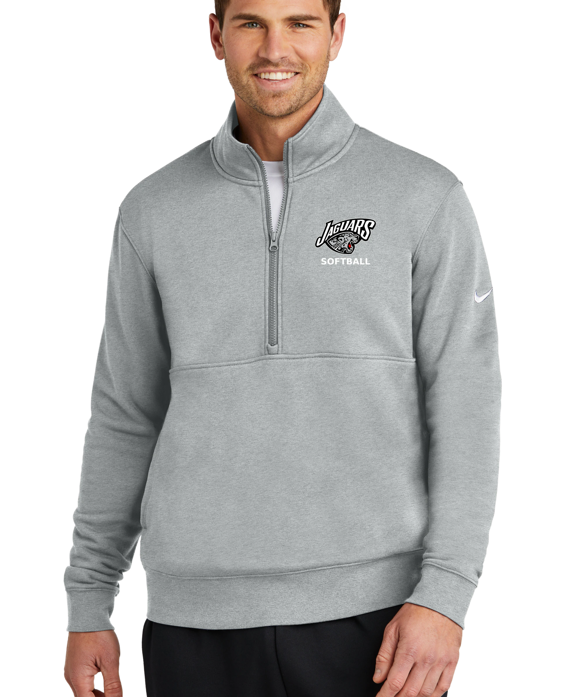 Hinckley Finlayson Softball - Grey 1/2 Zip - Left Chest