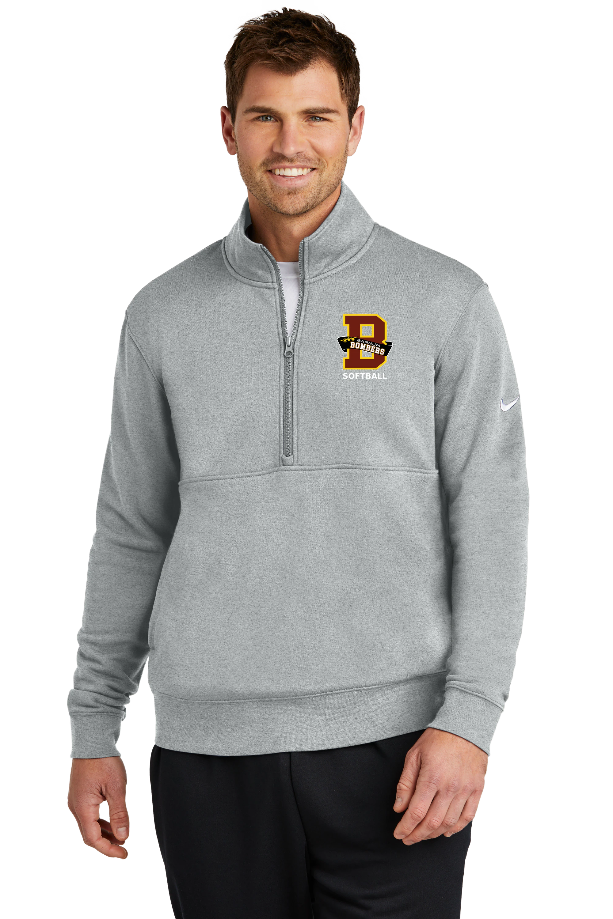 Barnum Softball - Grey 1/2 Zip - Left Chest