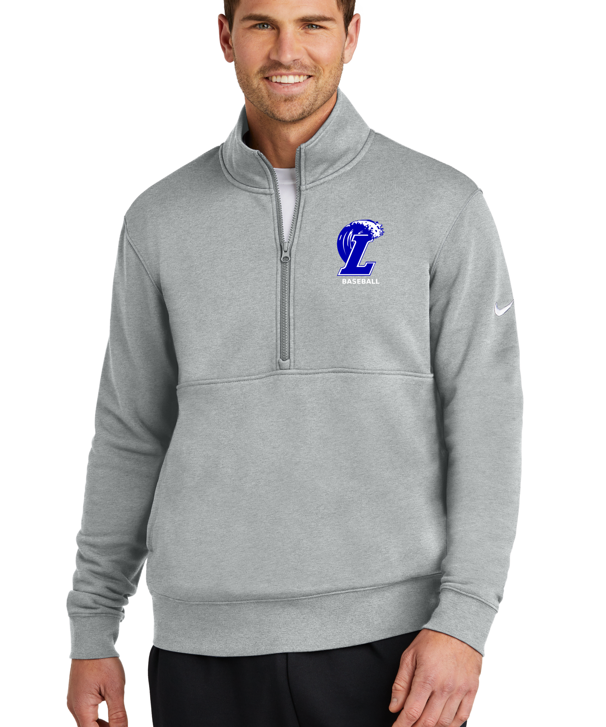 Lakeview Baseball - Grey 1/2 Zip - Left Chest