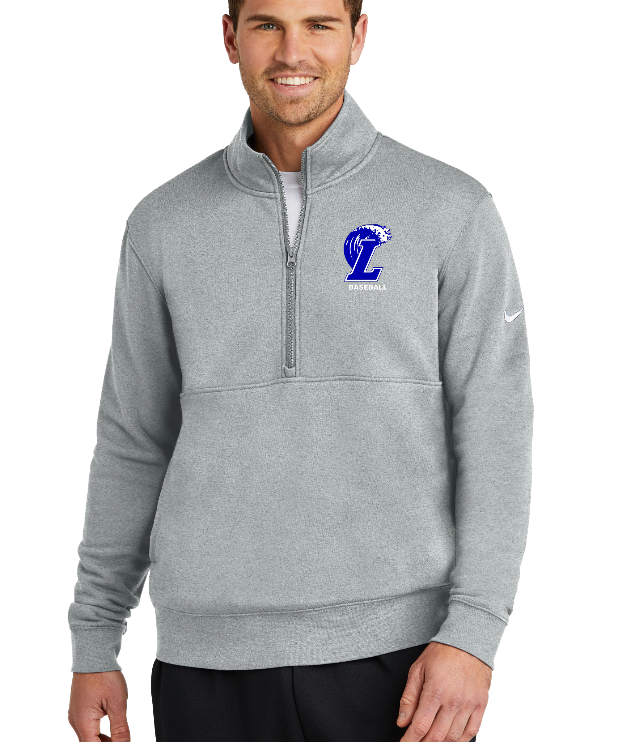 Lakeview Baseball - Grey 1/2 Zip - Left Chest