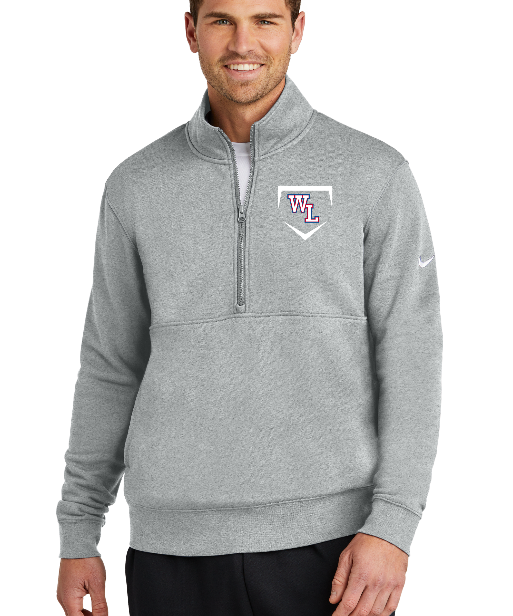 Wisconsin Lutheran Baseball - Grey 1/2 Zip - Left Chest