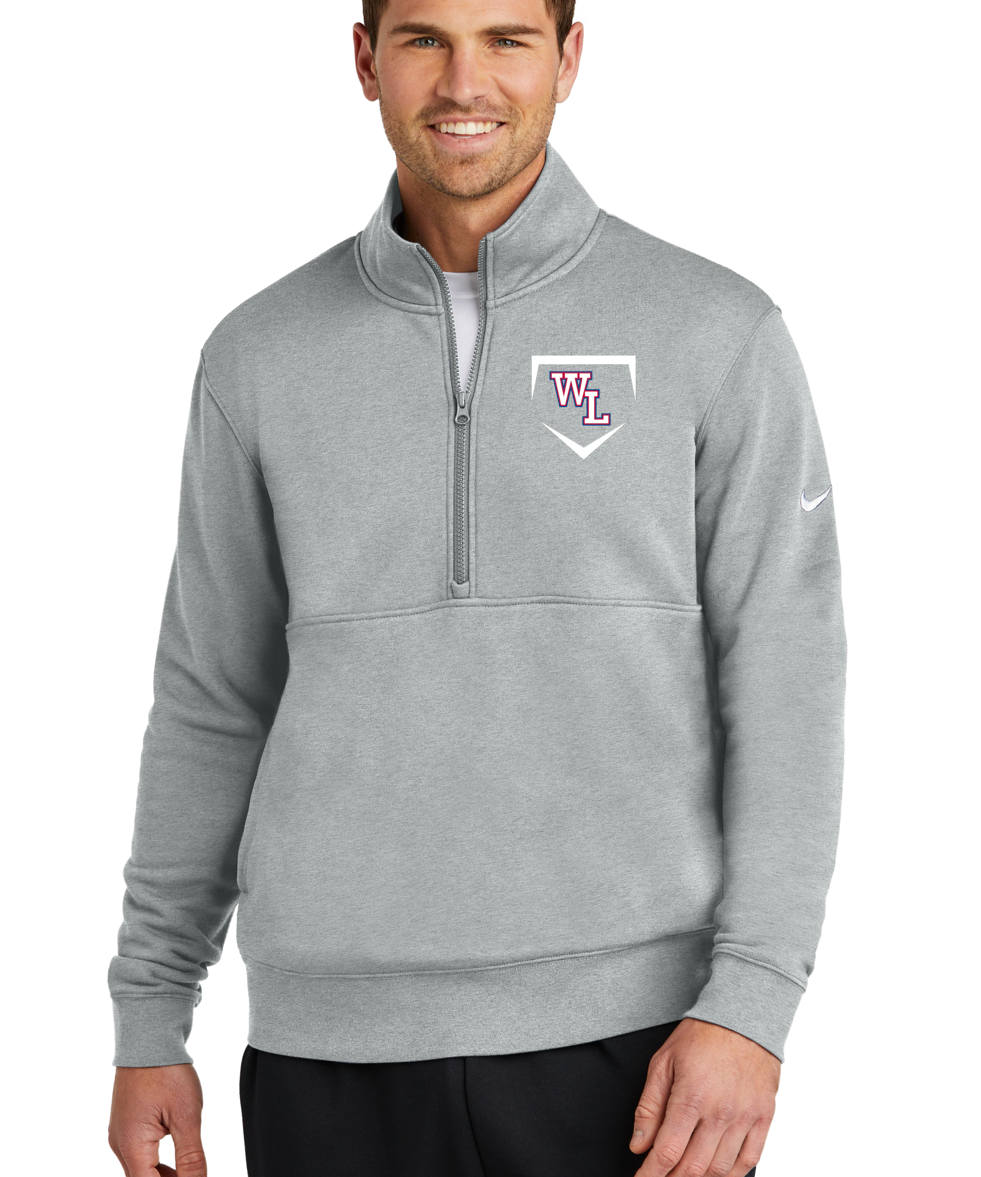 Wisconsin Lutheran Baseball - Grey 1/2 Zip - Left Chest