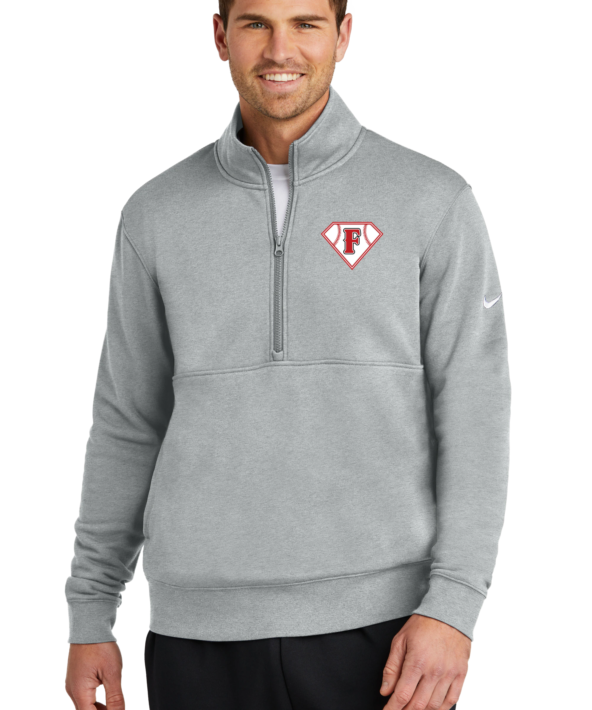 Fairmont Baseball - Grey 1/2 Zip - Left Chest