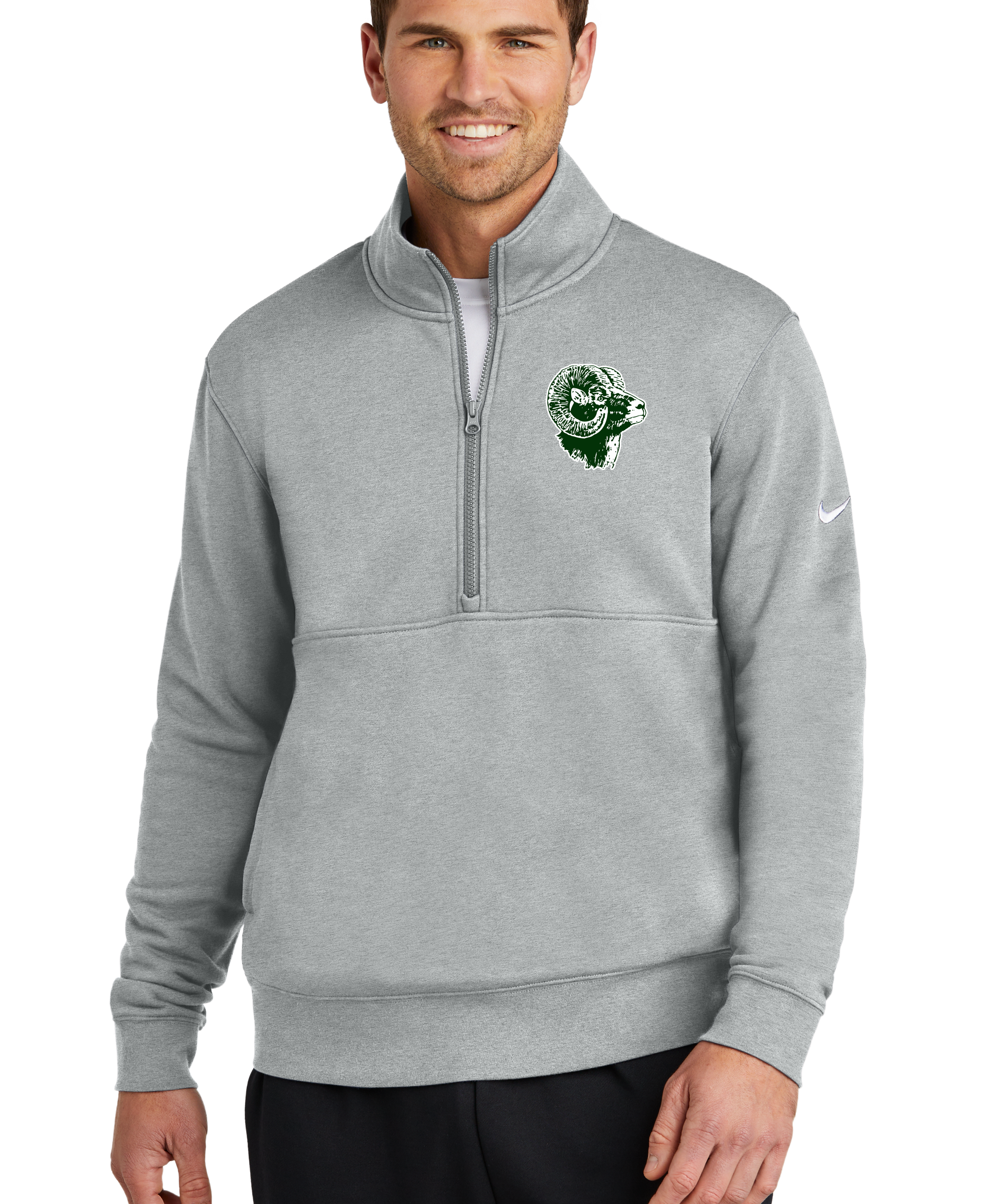 Roseau Baseball and Softball - Grey 1/2 Zip - Left Chest